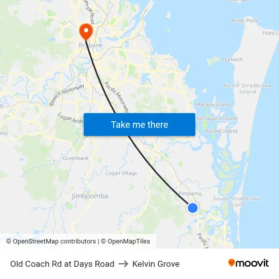 Old Coach Rd at Days Road to Kelvin Grove map