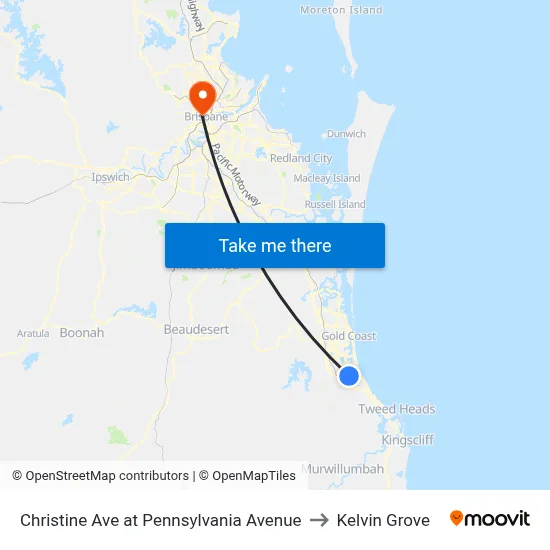 Christine Ave at Pennsylvania Avenue to Kelvin Grove map