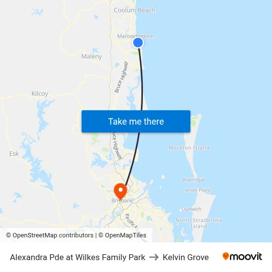 Alexandra Pde at Wilkes Family Park to Kelvin Grove map