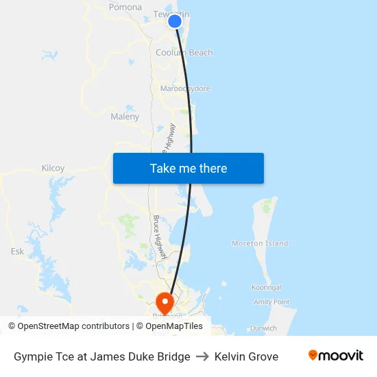 Gympie Tce at James Duke Bridge to Kelvin Grove map