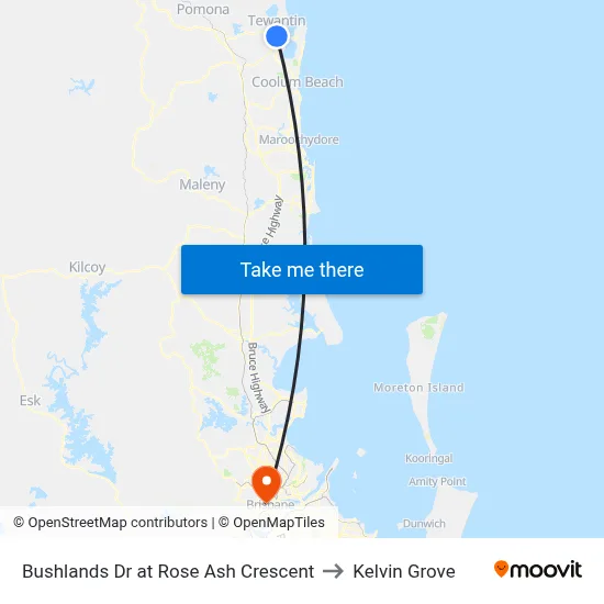 Bushlands Dr at Rose Ash Crescent to Kelvin Grove map