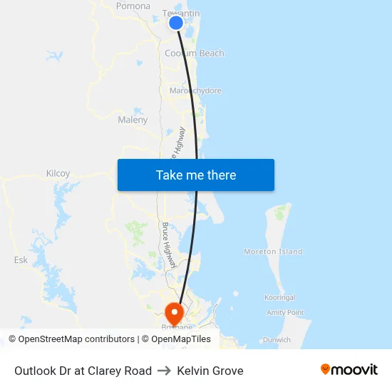 Outlook Dr at Clarey Road to Kelvin Grove map