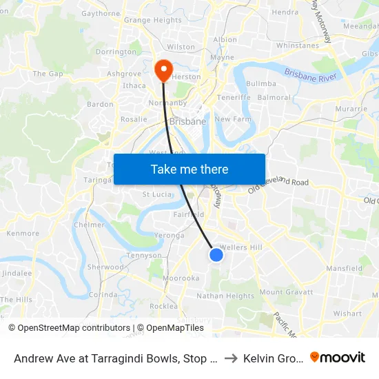 Andrew Ave at Tarragindi Bowls, Stop 38a to Kelvin Grove map