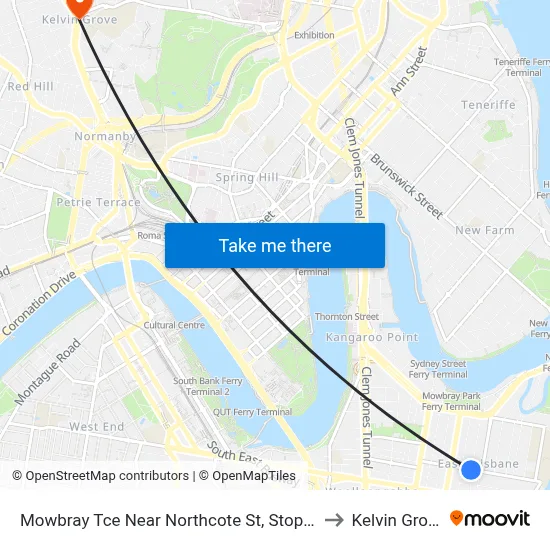 Mowbray Tce Near Northcote St, Stop 13 to Kelvin Grove map