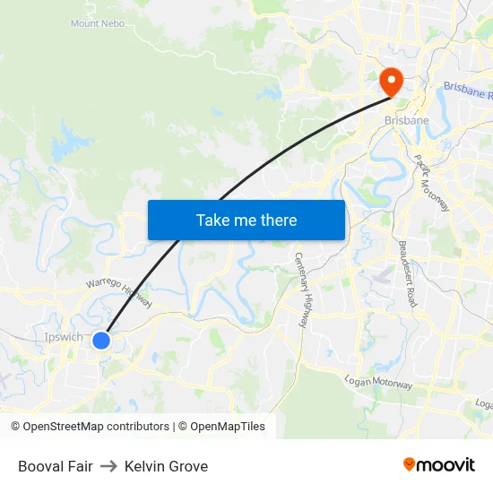 Booval Fair to Kelvin Grove map
