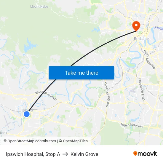 Ipswich Hospital, Stop A to Kelvin Grove map