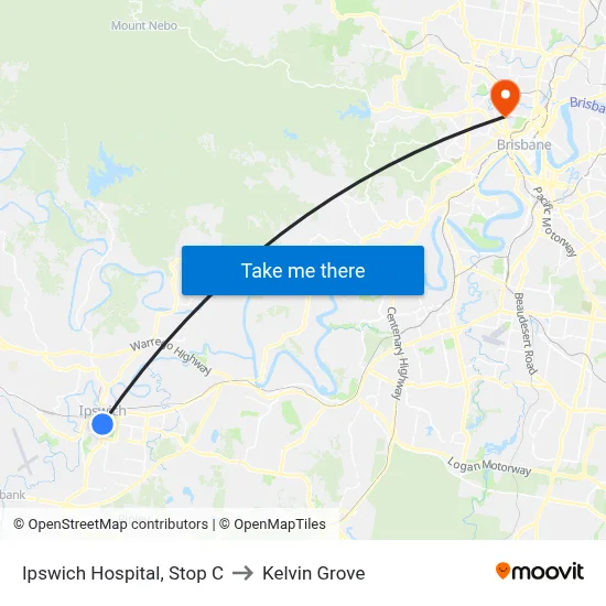 Ipswich Hospital, Stop C to Kelvin Grove map