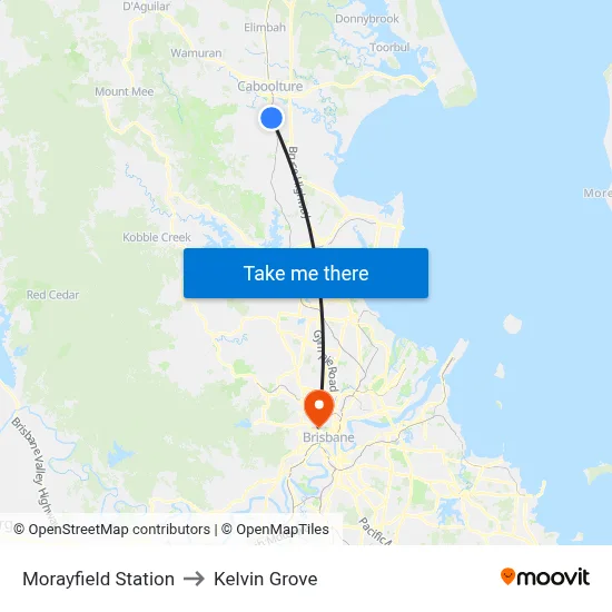 Morayfield Station to Kelvin Grove map
