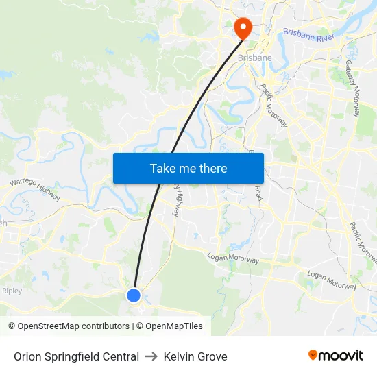 Orion Springfield Central to Kelvin Grove map