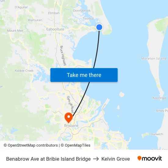 Benabrow Ave at Bribie Island Bridge to Kelvin Grove map