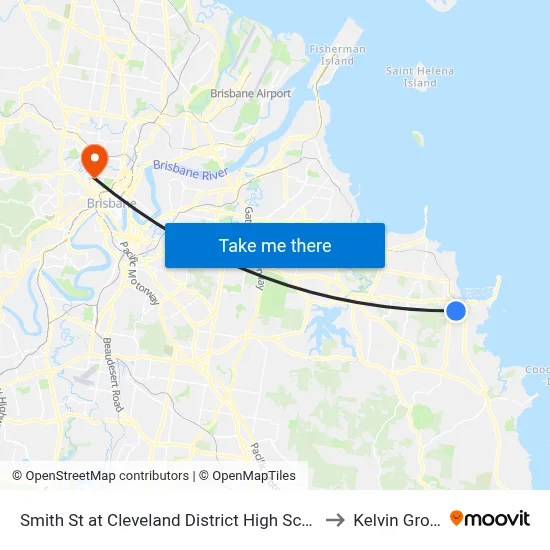 Smith St at Cleveland District High School to Kelvin Grove map