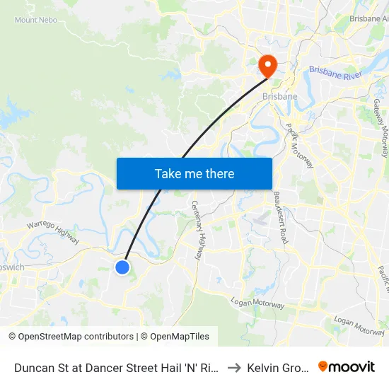 Duncan St at Dancer Street Hail 'N' Ride to Kelvin Grove map