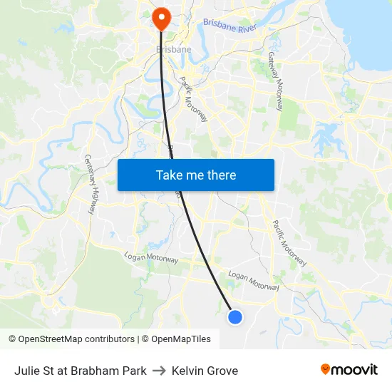 Julie St at Brabham Park to Kelvin Grove map