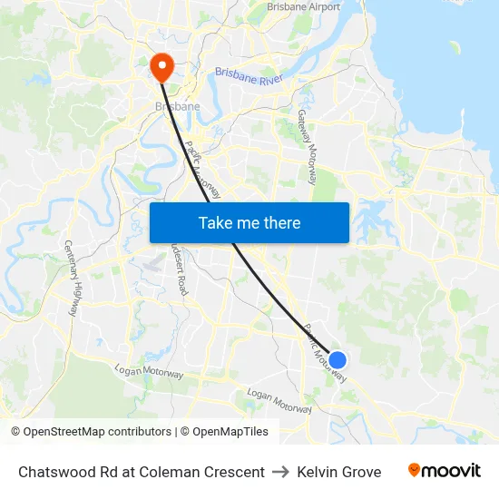 Chatswood Rd at Coleman Crescent to Kelvin Grove map