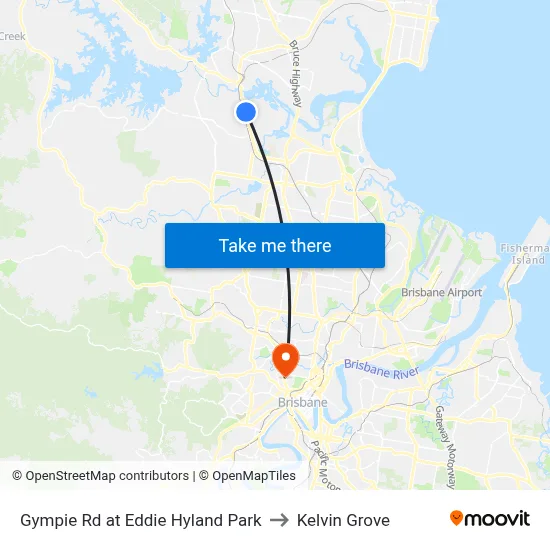 Gympie Rd at Eddie Hyland Park to Kelvin Grove map