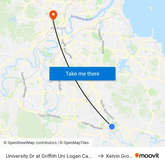University Dr at Griffith Uni Logan Campus to Kelvin Grove map