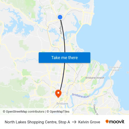 North Lakes Shopping Centre, Stop A to Kelvin Grove map