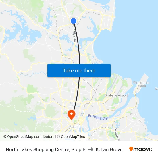 North Lakes Shopping Centre, Stop B to Kelvin Grove map