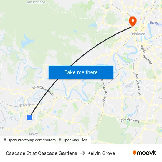Cascade St at Cascade Gardens to Kelvin Grove map