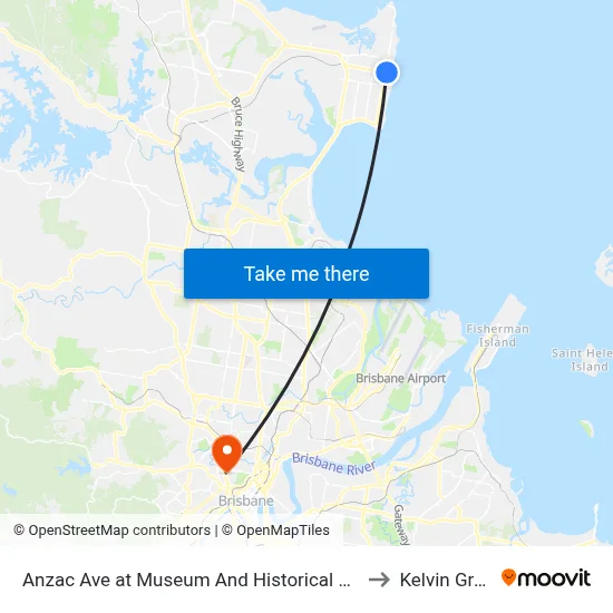 Anzac Ave at Museum And Historical Society to Kelvin Grove map