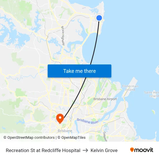 Recreation St at Redcliffe Hospital to Kelvin Grove map