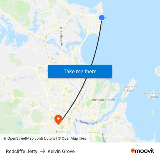 Redcliffe Jetty to Kelvin Grove map