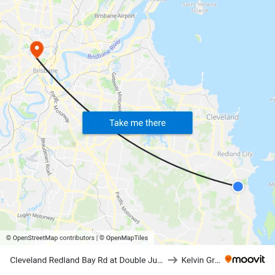 Cleveland Redland Bay Rd at Double Jump Road to Kelvin Grove map