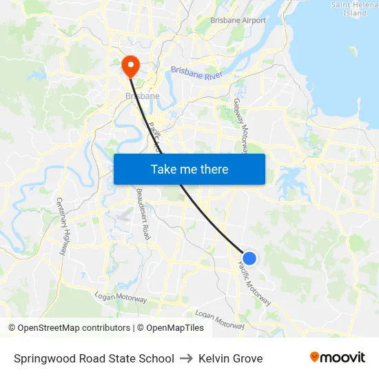 Springwood Road State School to Kelvin Grove map