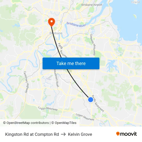 Kingston Rd at Compton Rd to Kelvin Grove map
