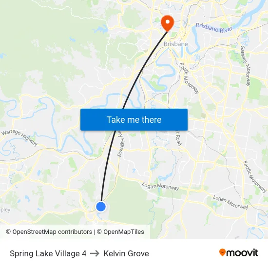 Spring Lake Village 4 to Kelvin Grove map