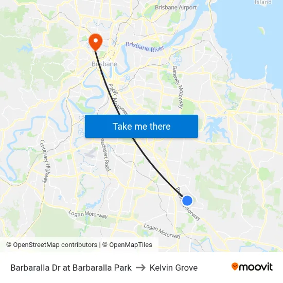 Barbaralla Dr at Barbaralla Park to Kelvin Grove map