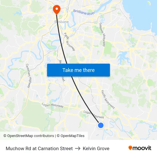 Muchow Rd at Carnation Street to Kelvin Grove map