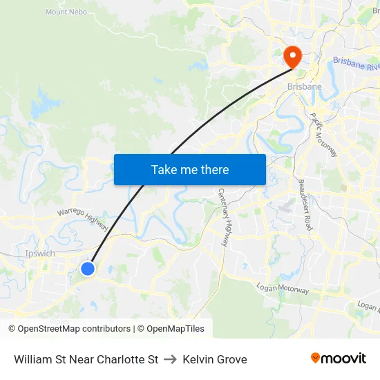William St Near Charlotte St to Kelvin Grove map