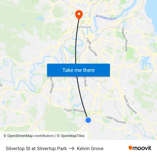 Silvertop St at Silvertop Park to Kelvin Grove map
