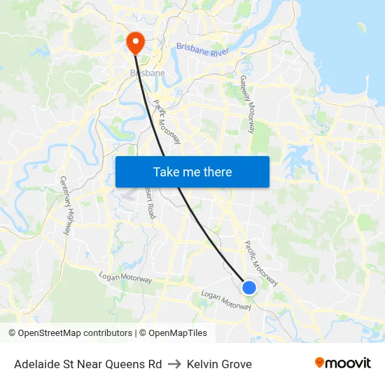 Adelaide St Near Queens Rd to Kelvin Grove map