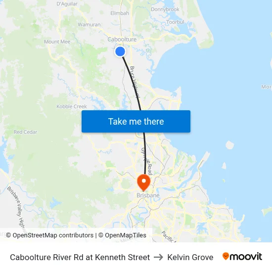 Caboolture River Rd at Kenneth Street to Kelvin Grove map