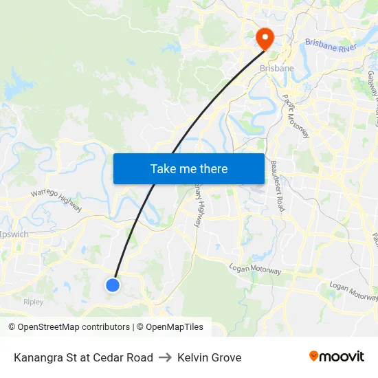 Kanangra St at Cedar Road to Kelvin Grove map