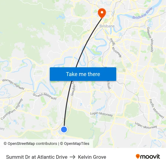 Summit Dr at Atlantic Drive to Kelvin Grove map
