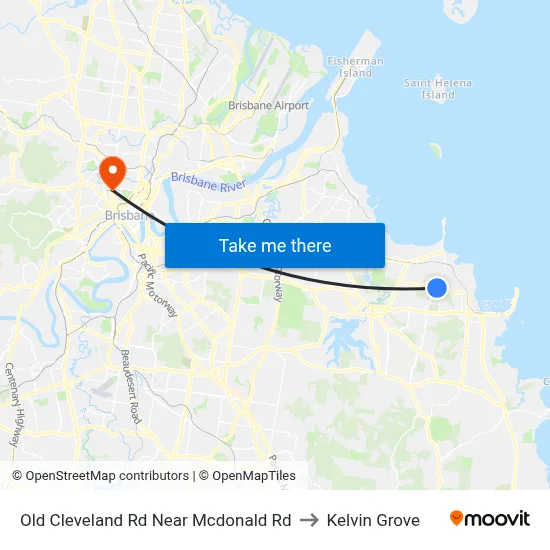 Old Cleveland Rd Near Mcdonald Rd to Kelvin Grove map