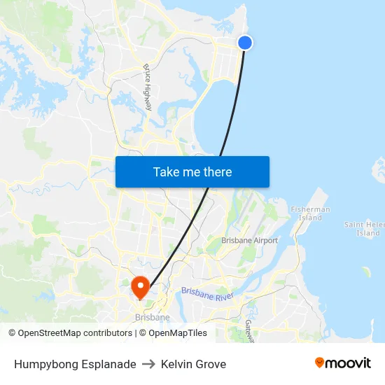 Humpybong Esplanade to Kelvin Grove map