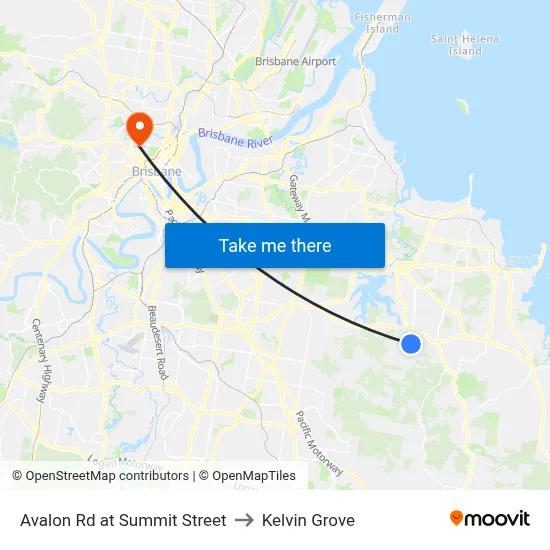 Avalon Rd at Summit Street to Kelvin Grove map