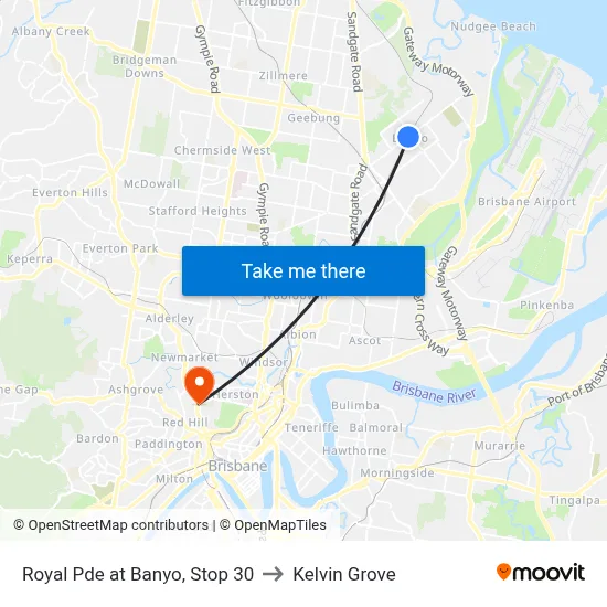 Royal Pde at Banyo, Stop 30 to Kelvin Grove map