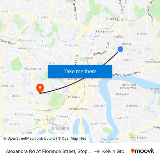 Alexandra Rd At Florence Street, Stop 29 to Kelvin Grove map