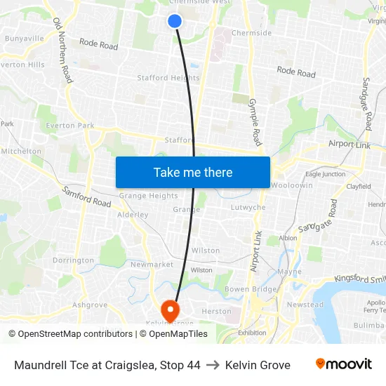 Maundrell Tce at Craigslea, Stop 44 to Kelvin Grove map