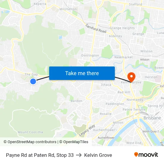 Payne Rd at Paten Rd, Stop 33 to Kelvin Grove map