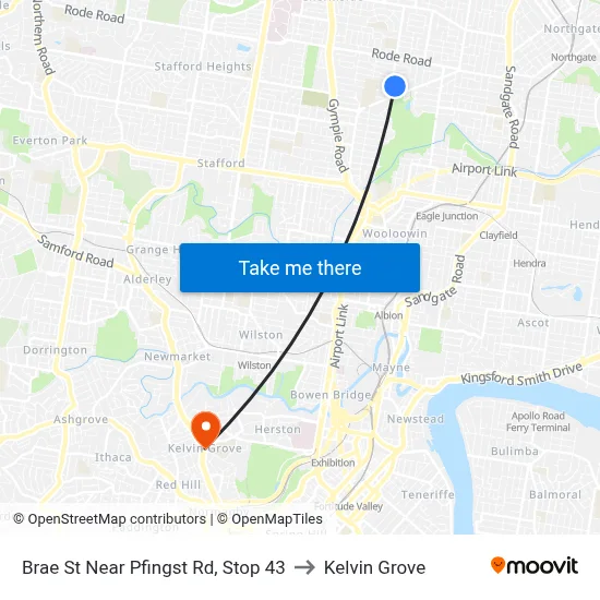 Brae St Near Pfingst Rd, Stop 43 to Kelvin Grove map