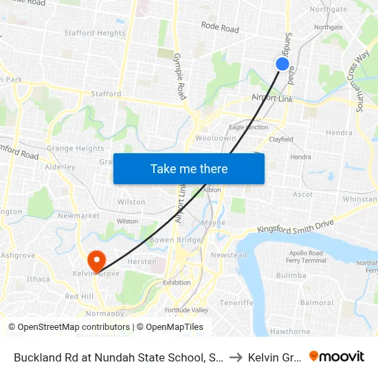 Buckland Rd at Nundah State School, Stop 38a to Kelvin Grove map