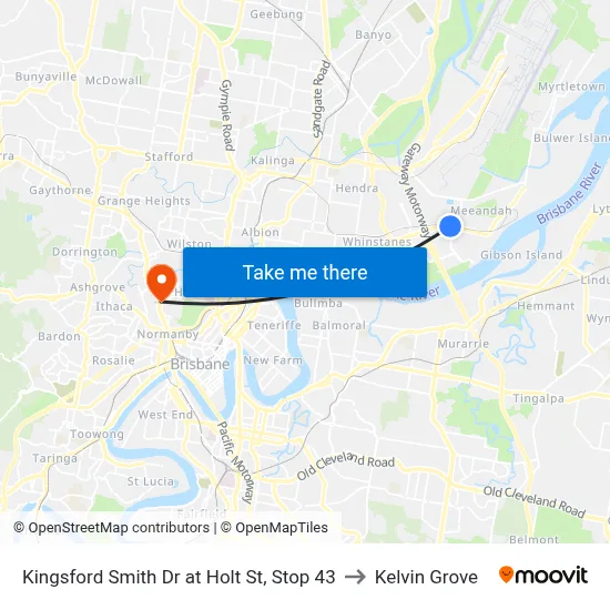Kingsford Smith Dr at Holt St, Stop 43 to Kelvin Grove map