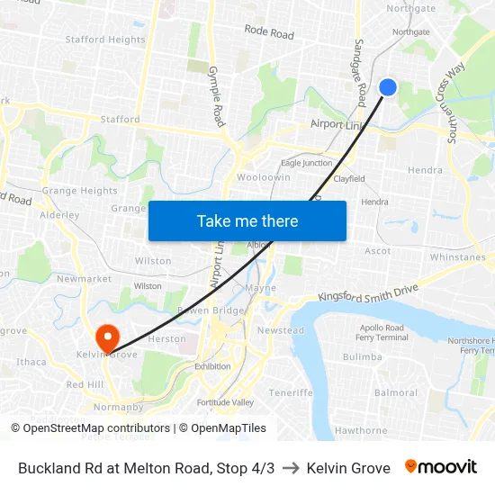 Buckland Rd at Melton Road, Stop 4/3 to Kelvin Grove map