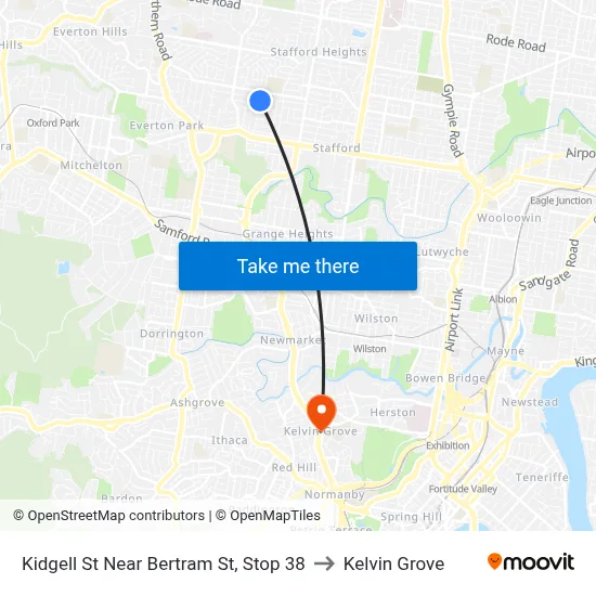 Kidgell St Near Bertram St, Stop 38 to Kelvin Grove map